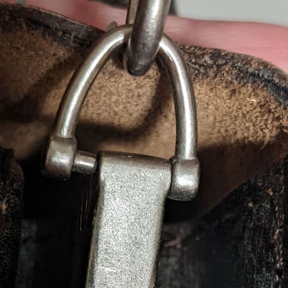 Patricia Nash tooled turquoise brown leather crossbody Porcili texture filigree - Picture 6 of 10